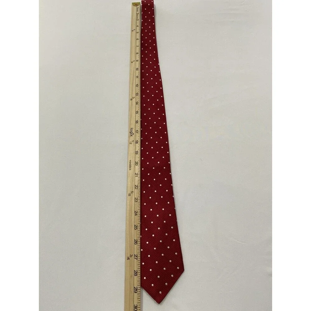 Daniel Cremieux Silk Polka Dot Tie Burgundy Red White Handmade Luxury Necktie
